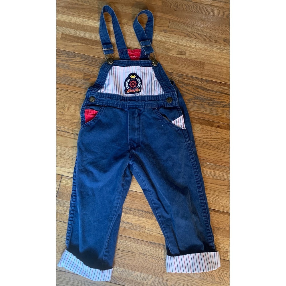 OshKosh Bgosh Vintage Overalls Kids 3T Nautical Club Commodore Retro Y2K 90s